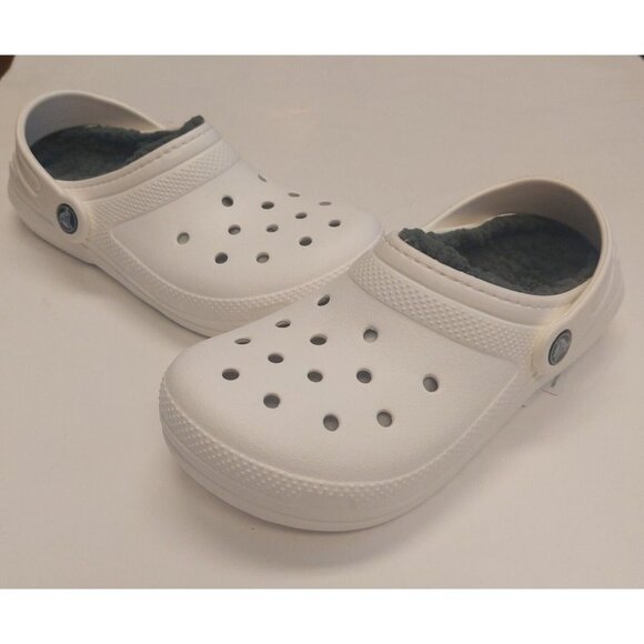 CROCS Kids Size J2 Classic Lined Clog K Lightweight Slip On Clogs Shoes White - Picture 4 of 8